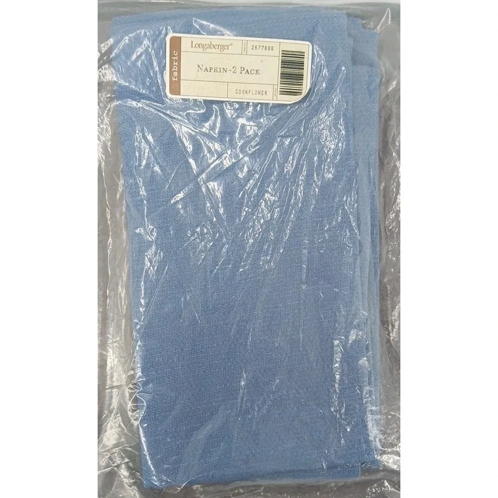 Longeberger Sets New Cornflower Blue Napkins, New In Package Retired 4 Piece